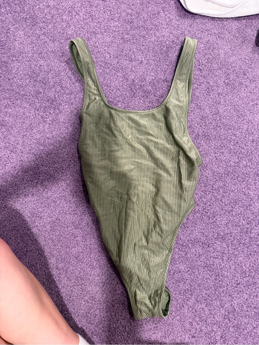 aerie Olive Ribbed One-Piece Swimsuit